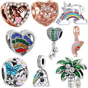 9 Pack Plated Silver Spacer Beads Charms